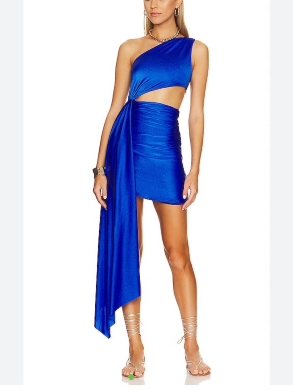 Baobab Collection One-Shoulder Electric Blue Asymmetrical Mini Dress